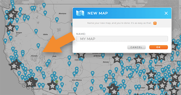 Screenshot of a new map being created in Mapline