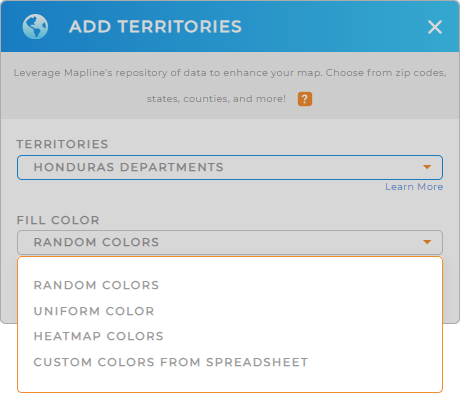 Color-code your Honduras departments territory map in seconds
