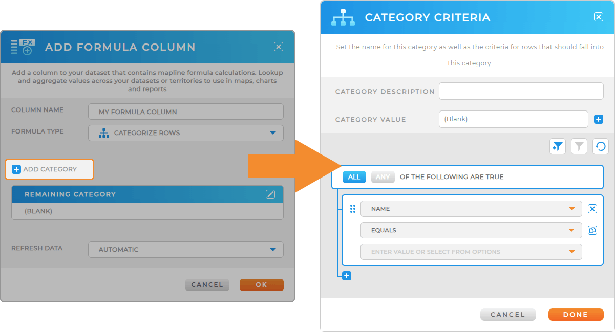 Easily categorize dataset rows in Mapline
