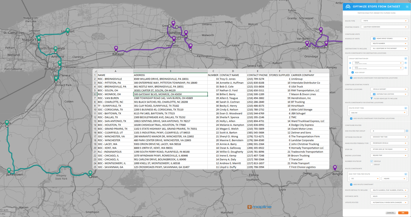 Instantly map bulk routes from a spreadsheet with Geo Routing