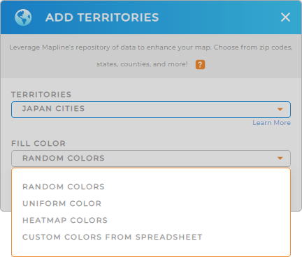 Color-code your Japan cities territory seconds