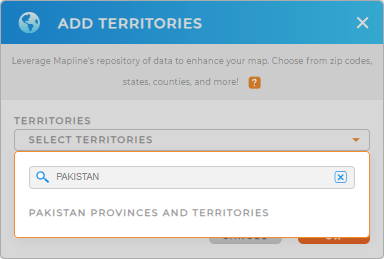 Add Pakistan provinces and territories to your map in Mapline