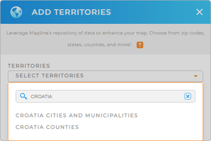 Add Croatia counties to your map in Mapline