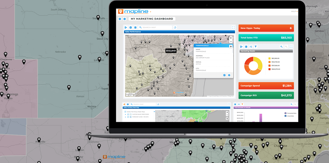 Identify trends and patterns in your data with Mapline's territory mapping software