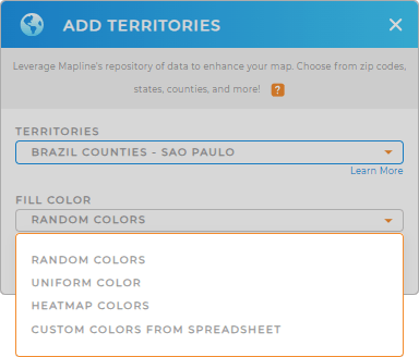 Color-code your  Brazil Counties territory map in seconds