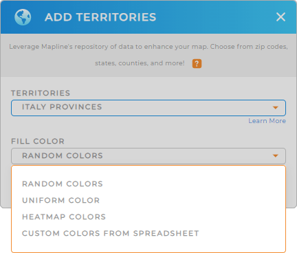 Color-code your Italy provinces territory seconds