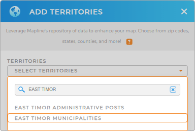 Add East Timor municipalities to your map in Mapline