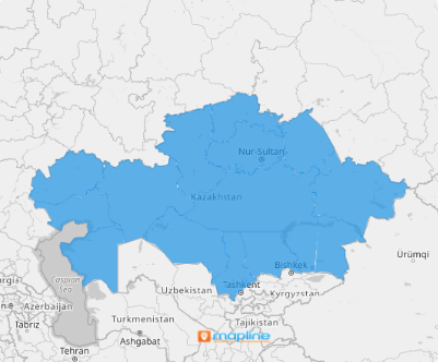 Map of Kazakhstan regions 