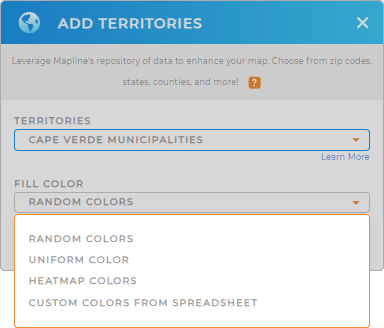 Color-code your Cape Verde municipalities territory map in seconds