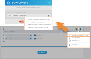 Set default form answers: screenshot of the form answer settings