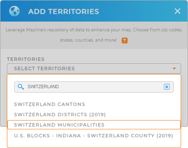 Add Switzerland Municipalities to your map in Mapline