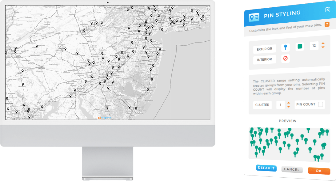 Advanced map pin styling with Mapline