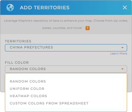 Color-code your China prefectures territory map in seconds