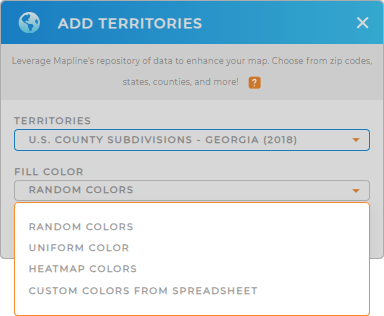 Color-code your U.S. county subdivisions territory map in seconds