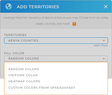 Color-code your Kenya counties territory map in seconds