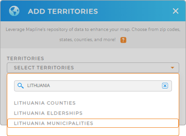 Add Lithuania municipalities to your map in Mapline