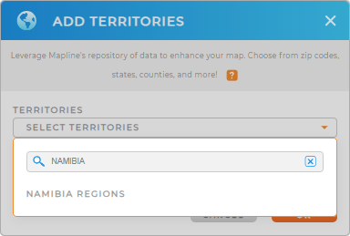 Add Namibia regions to your map in Mapline