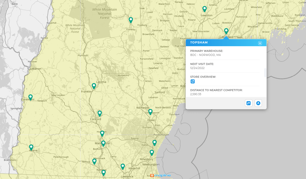 Store overview button in Mapline maps