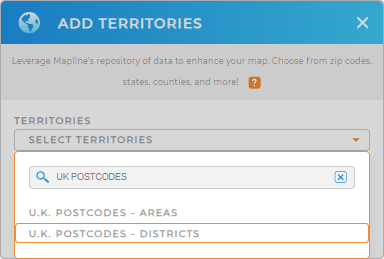 Add U.K. postcode Districts to your map in Mapline
