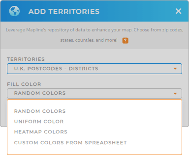 Color-code your U.K. postcode Districts territory map in seconds