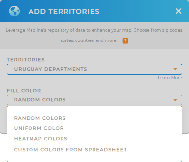 Color-code your Uruguay departments territory map in seconds
