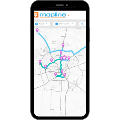 Image depicts Mapline being used on a smartphone
