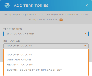 Color-code your World Countries territory map in seconds